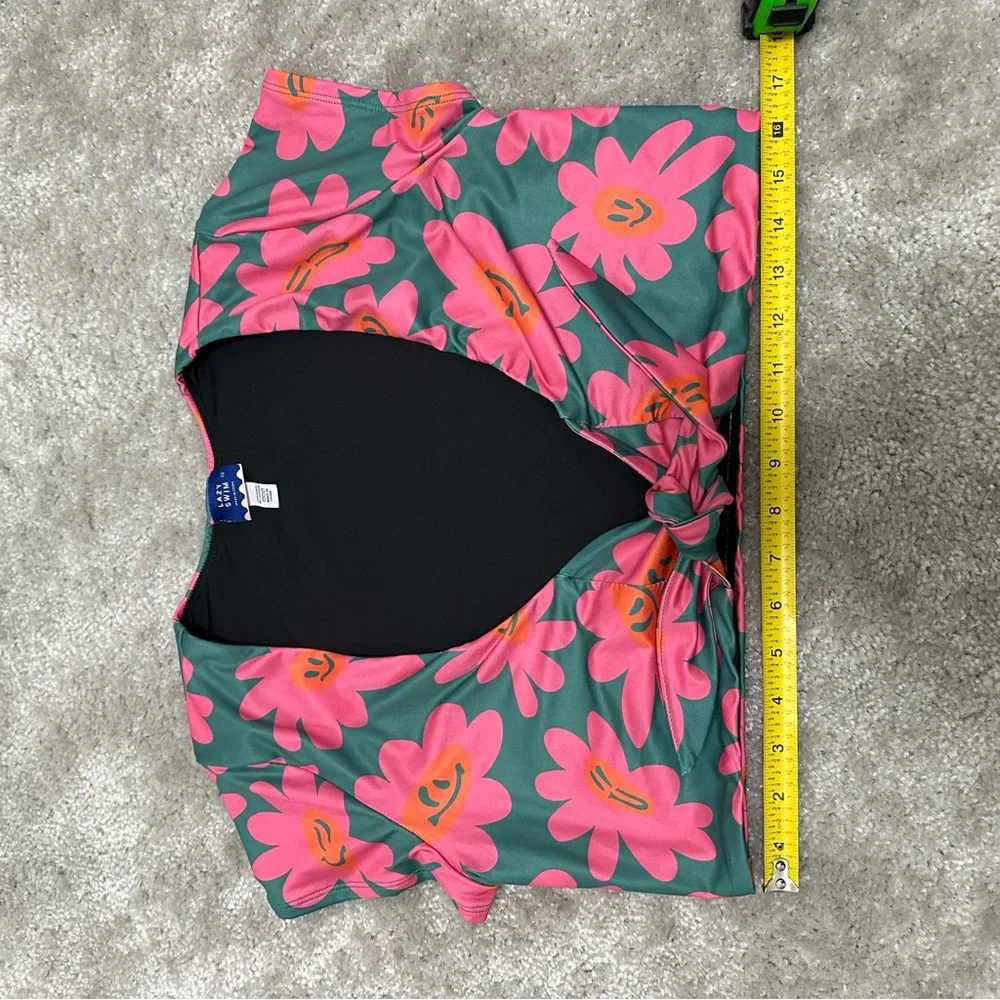 Lazy Oaf UK Brand Warped Flower Face Bikini Top Lazy Swim Wrap Top Women's 8 USA - Picture 9 of 11